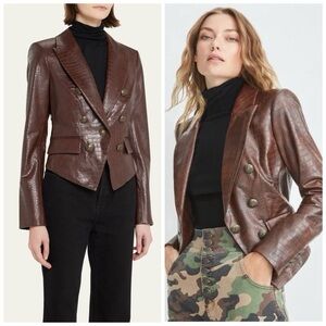 Veronica Beard Cooke Dickey Croc Embossed Vegan Leather Jacket 0